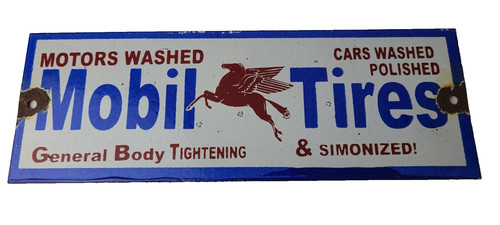 Vintage mobil porcelain sign - vintage,