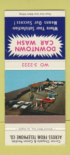 Matchbook cover downtown - matchbook, car